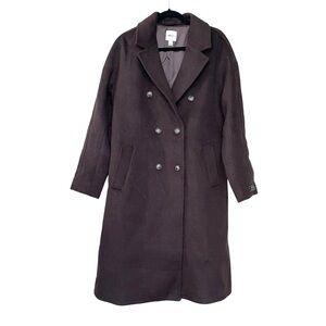 RW&CO. Wool Double-Breasted Long Winter Trench Coat Dark Brown L